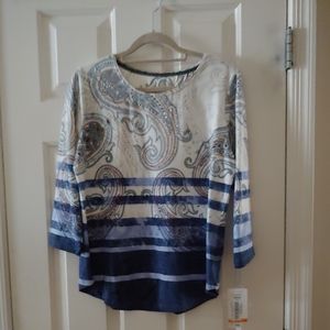 Small Allison Daley Petite S Paisley blouse sparkles NWT
